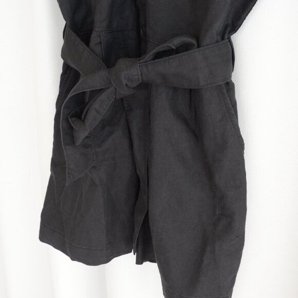 NWOT GAP Linen Cotton Black Button Up Romper Tie Waist Short Sleeve Sz S - Picture 6 of 7